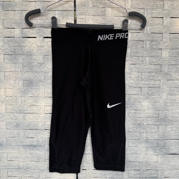 NIKE PRO DRI-FIT Training Pants‎ Cropped Black Small - Picture 2 of 7